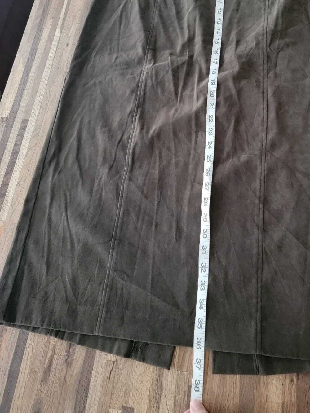Worthington Stretch Brown Faux Suede Trouser Pencil Skirt Vented - Picture 8 of 11